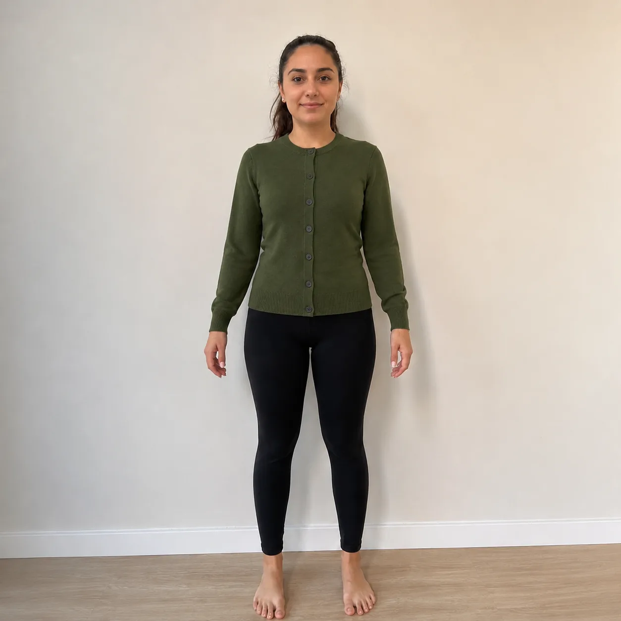 AI-generated FitPreview example with a cardigan